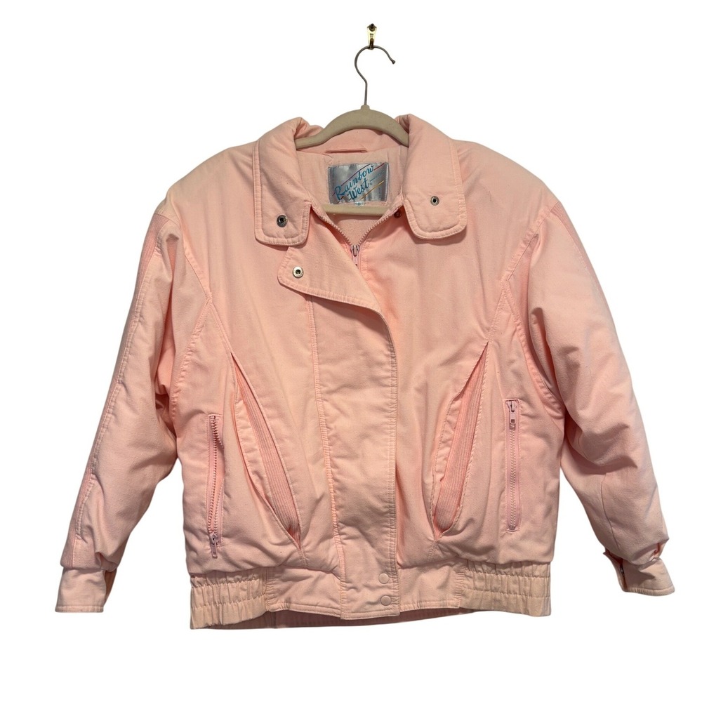Vintage Rainbow West Pink Zip Up Bomber Jacket RN 55722 Small